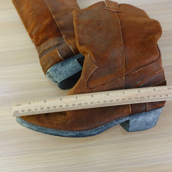 Vintage‎ Western Boots Leather 7.5 DEXTER Brown Cowboy Tall Mid Calf Rodeo USA - Picture 10 of 16